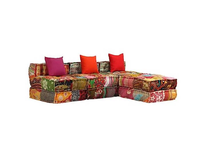 vidaXL 3-Sitzer Modularer Pouf Patchwork Stoff