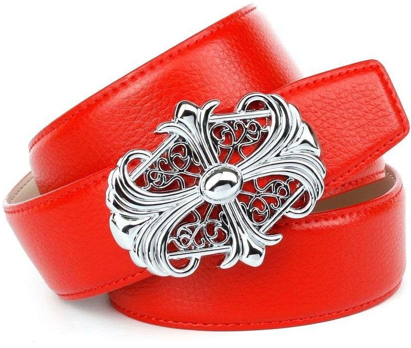 Ledergürtel ANTHONI CROWN, Damen, Gr. 100, rot, Leder, unifarben, Gürtel Ledergürtel, in rot mit Unterführung rot 100