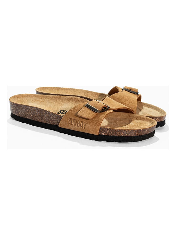 Sunbay Leder-Pantoletten "Jasmin" in Camel - 41