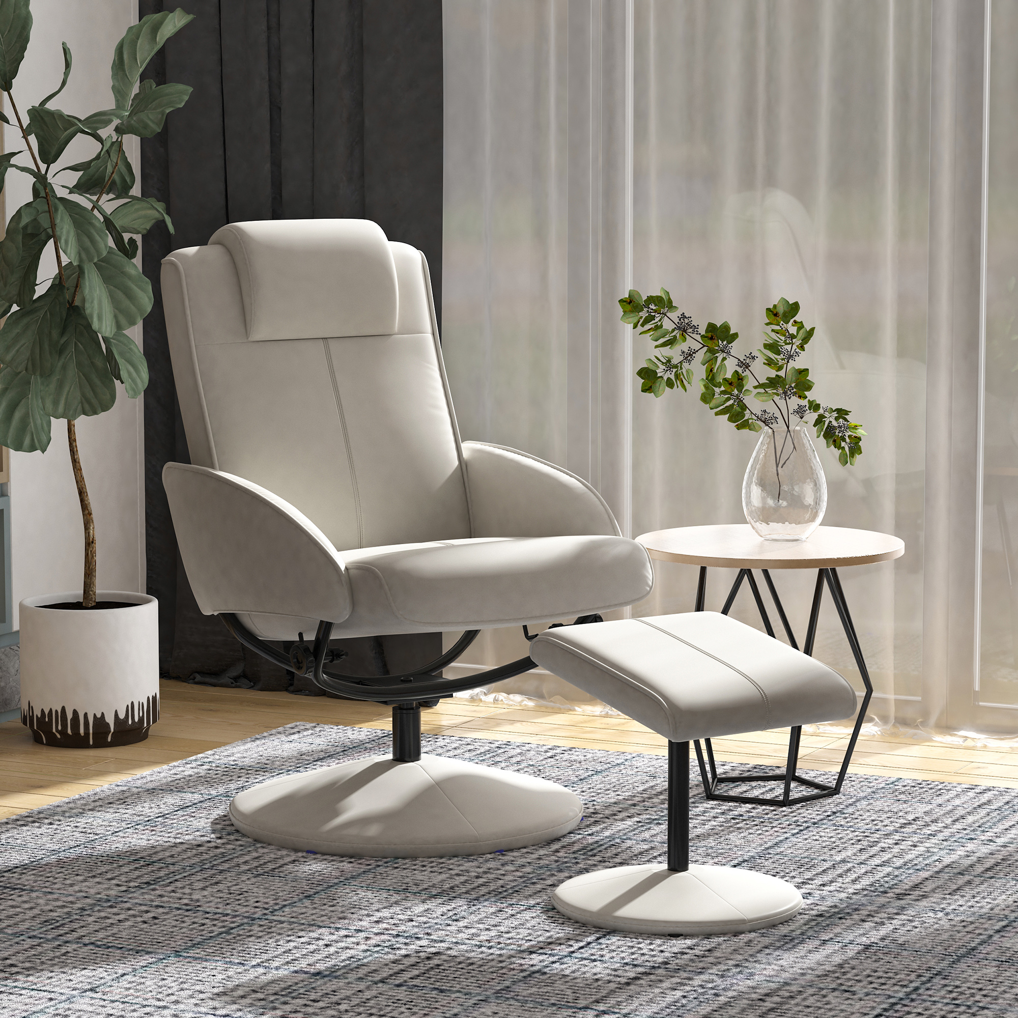Homcom Poltrona Relax Offerte poltrone sofa Reclinabile con Poggiapiedi e Sgabello in Ecopelle Grigio Aosom