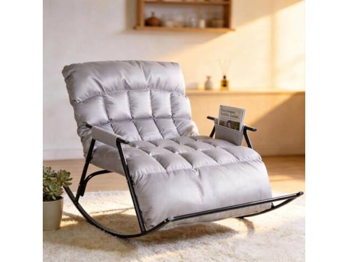 CCLIFE Schaukelstuhl 5-fach verstellbar, bis 150kg, Metallgestell 5-fach verstellbar, bis 150kg belastbar, stabiles Metallgestell. Für Wohnzimmer & Relaxen