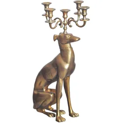 WOHNLING WL7.191 Kerzenhalter Windhund Aluminium Gold