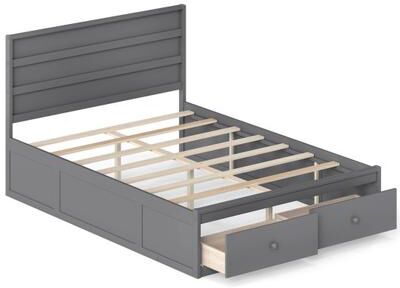 Costway Full Size Wooden Platform Bed Frame with Storage Drawers-Gray
