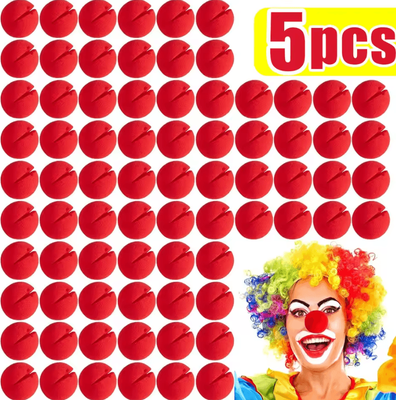 Inspire Curations Red Foam Clown Nose Costume Prop Soft Sponge Nose For Cosplay, Parties And Halloween 5pcs
