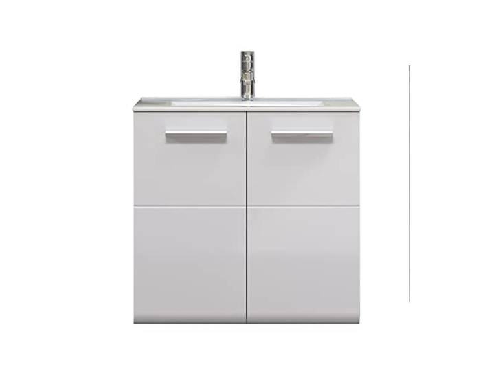 Waschbeckenunterschrank Riva Rauchsilber / Weiß Hochglanz · B 62 x H 59 cm