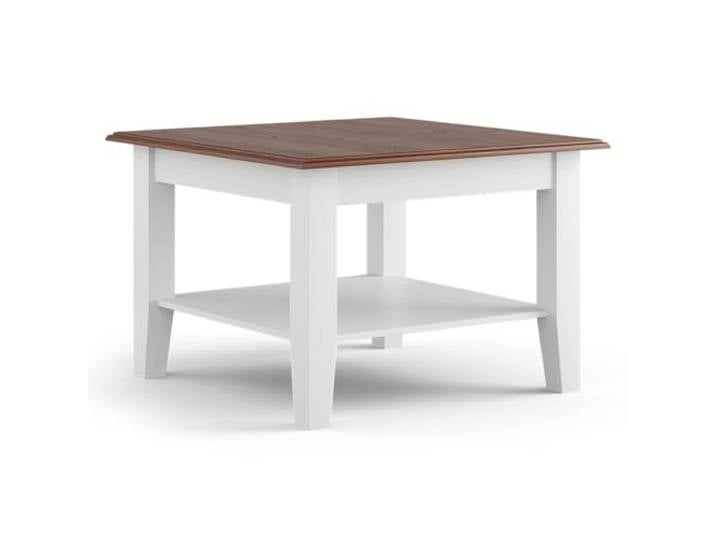 Lomadox Wohnzimmer Wohnzimmertisch Tisch Couchtisch, Massivholz in weiß mit Walnuss Optik