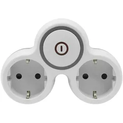 Zweifach Steckdosenadapter 2x Schuko 230V mit Schalter Grau-Weiß W-72003