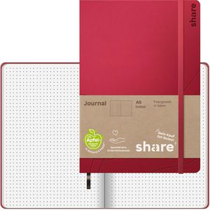 share Notizbuch 4-0014002, Upcycling, Kunstleder Hardcover, rot, 96 Blatt / 192 Seiten, 80 g/m², dotted, A5