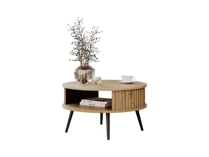 Lookway Couchtisch IVY Runder Sofatisch mit Ablage (1 Tisch), Durchmesser: ⌀ 76 cm, Höhe: 44 cm