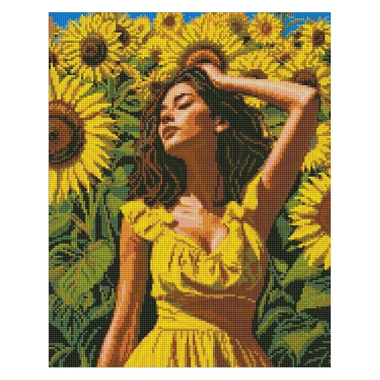 Ideyka Diamond Painting mit Rahmen Im Sonnenschein der Blüten 40 x 50 cm (AMO20496)