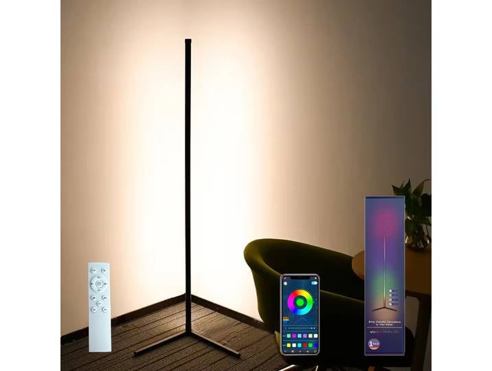 Lampadaire LED RVB, lampe d'angle LED fonctionne lampadaire moderne intelligent avec synchronisation de la musique et lampadaire 16 millions de couleurs DIY
