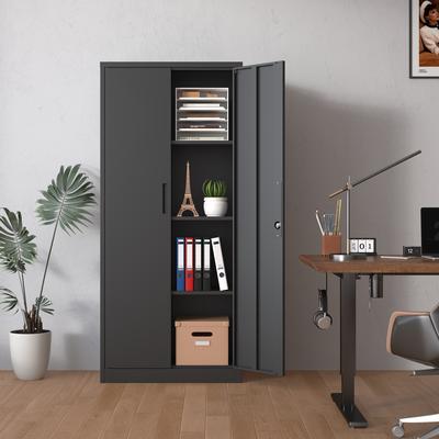 Ostweer Modern Filing Cabinet, Garage Storage Cabinet with Doors and 3 Adjustable Shelves, for Home Office, Classroom/Pantry
