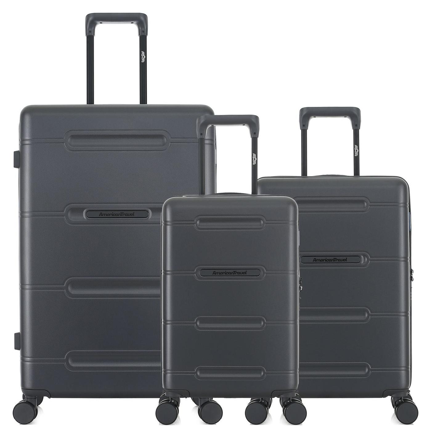 AMERICAN TRAVEL - 3ER-SET - Großes Reisegepäck, Handgepäck und Handgepäck XS CLEVELAND