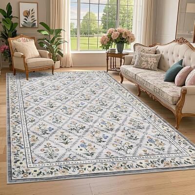 Garvee Botanical Trellis Washable Area Rug