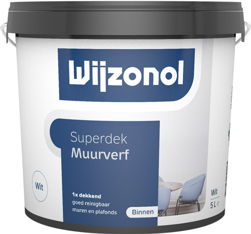 Wijzonol Superdek muurverf extra dekkend mat 5L wit