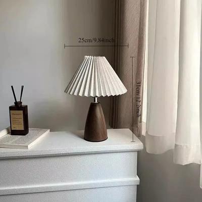 Uplifted Finds Retro Pleated LED Table Lamp USB Bedside Ambient Night Light For Bedroom Living Room Decor linen Type