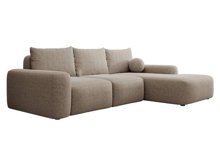Selsey Carnos - Ecksofa mit Schlaffunktion, Balancekissen, Chenillebezug, Hellbraun, rechtsseitig