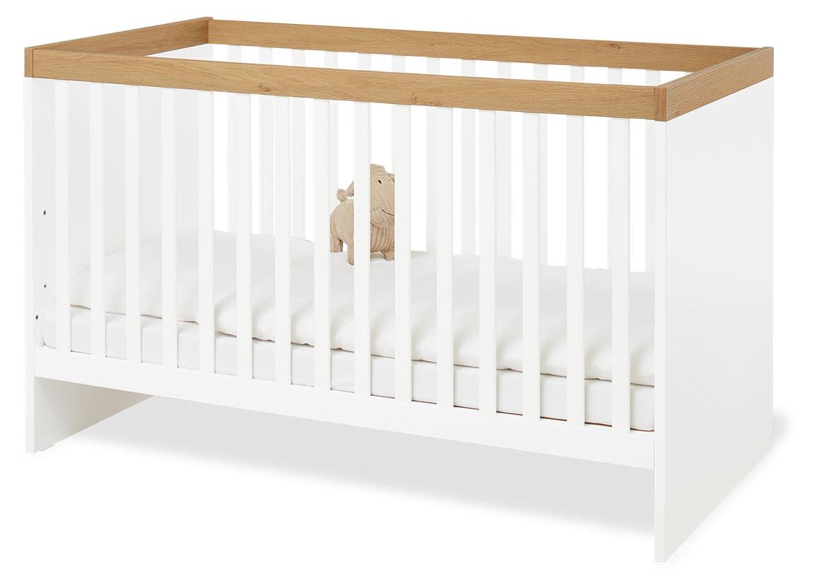 Pinolino Kinderbett Linje weiß, 144x75x88 cm, 3-fach höhenverstellbar, umbaubar zum Juniorbett & Kindersofa