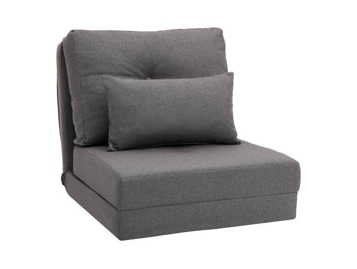 Homcom Bodenstuhl, Leinen, Metall, Dunkelgrau, Textil, 60x56x80 cm, Wohnzimmer, Sessel