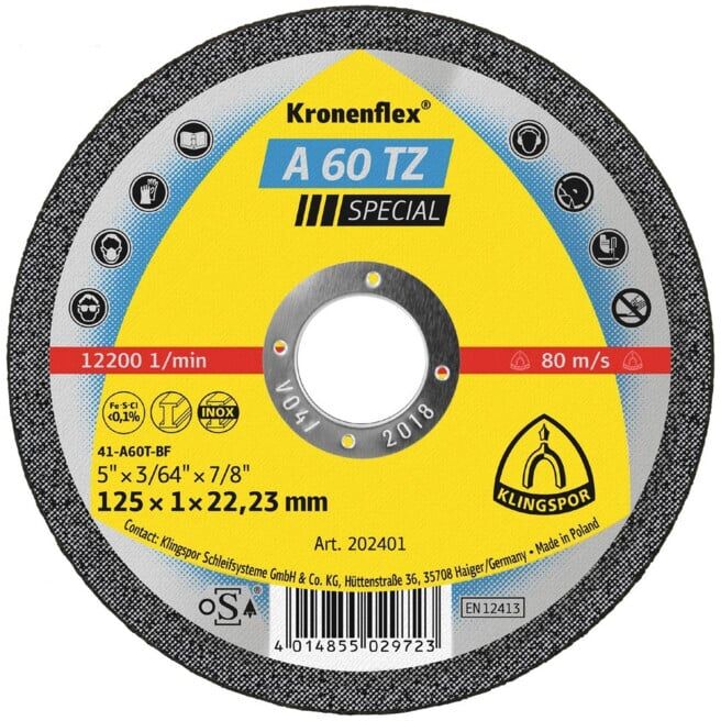 Klingspor Disque de coupe droit A60TZ 125x1mm (202401)