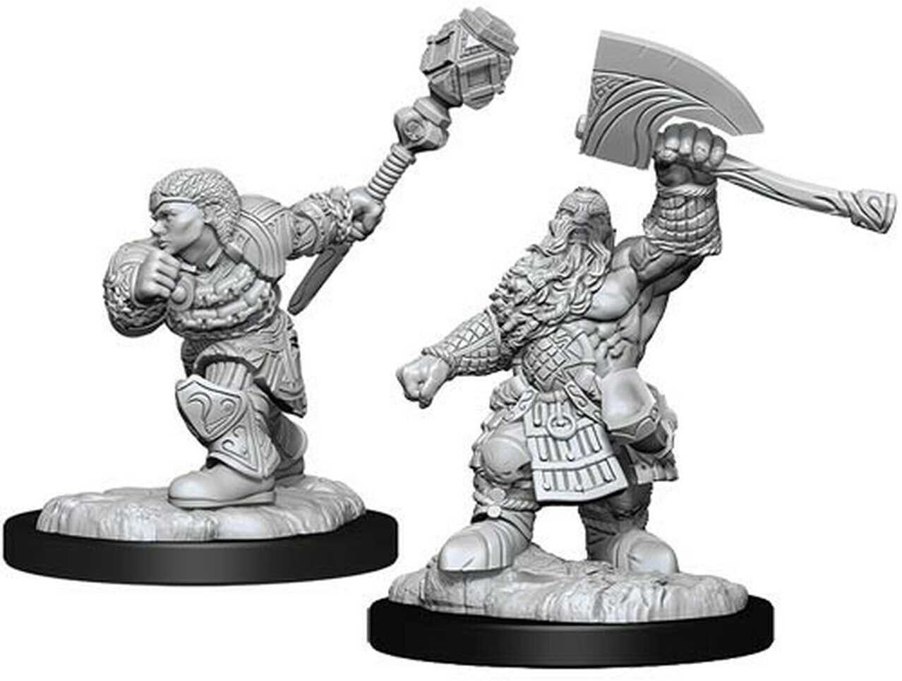 Wiz Kids LLC Magic: The Gathering Unpainted Miniatures – Dwarf Fighter ; Dwarf Cleric for Tabletop Gaming