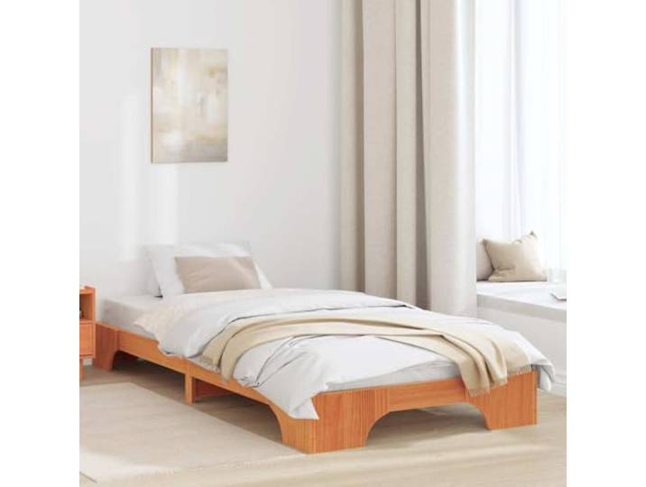 YUTAASU Bettrahmen Massives Kiefernholz 100 x 200 cm Fester Lattenrost, Veredelte Rückseite, Einfache Montage, Pflegeleicht