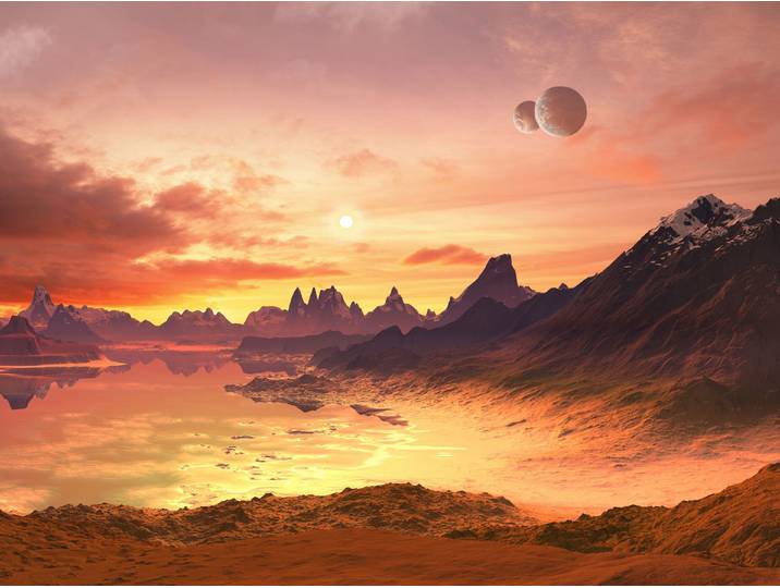 Fototapete PAPERMOON PLANETEN-FUTURISTISCH WELTRAUM MOON GALAXIE UNIVERSUM , bunt, B:1,5m L:1,11m, Vlies, Tapeten, Fototapete