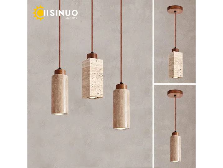 Lampes suspendues Wabi Sabi en pierre naturelle jaune, petites lampes suspendues pour la maison, la chambre à coucher, les couloirs, le salon