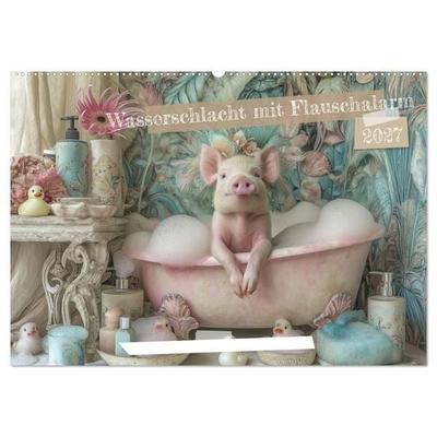 Wasserschlacht mit Flauschalarm (Wandkalender 2027 DIN A2 quer), CALVENDO Monatskalender
