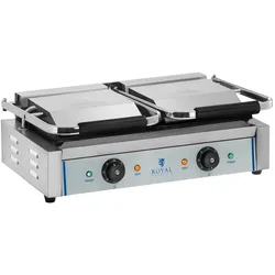 Helloshop26 - Panini-Grill glatt emailliertes Gusseisen 2 x 1800 Watt Edelstahl 14_0002322