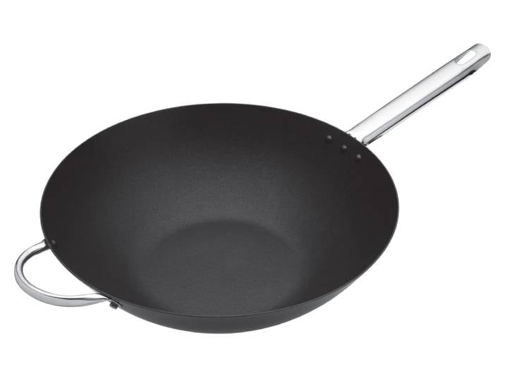 Wok 35.5cm en acier carbone noir