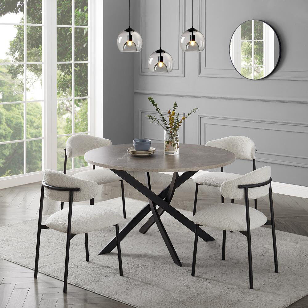 George Oliver Copemish Stone Dining Set Clear 76cm H x 100cm W x 100 D