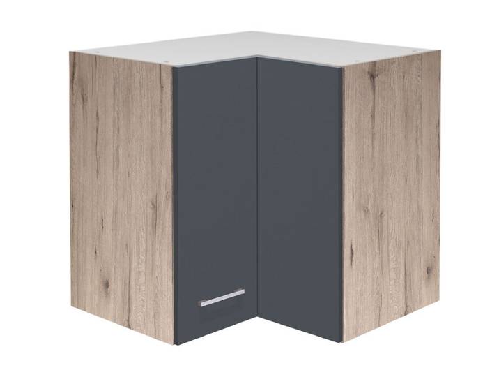 Küchen Eck-Hängeschrank RALPH 60 cm Eiche/ grau