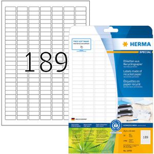 Herma Universaletiketten 10700, Special Recycling, weiß, 25,4 x 10mm, 20 Blatt, 3780 Stück
