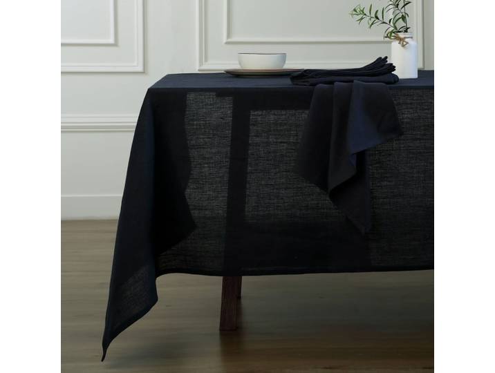 Nappe lin lavé 150x300 fusain
