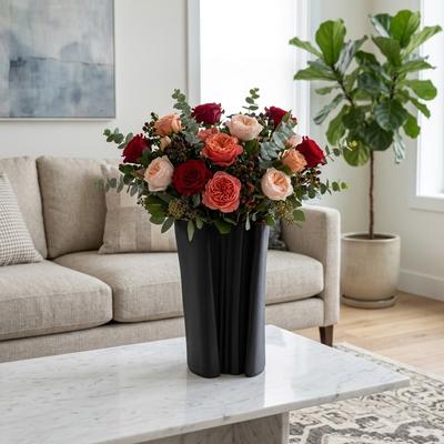 Sagebrook Home Contemporary Sculptural Porcelain Vase with Textured Ribbed Design