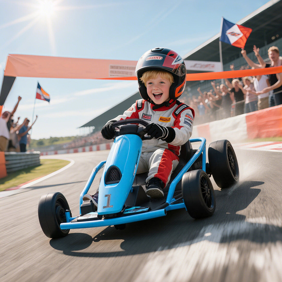 HOMCOM 24V Electric Go Kart for Kids with Music, Horn Honking, Slow Start Blue 1