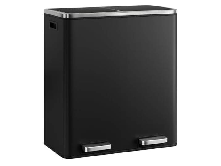 Floordirekt Mülleimer Küche 2×30L Anthrazit 2-Fach Mülltrennung, Treteimer Küche, Metall, Soft-Close, luftdicht, Kunststoff-Inneneimer, Klappdeckel – (Felix)