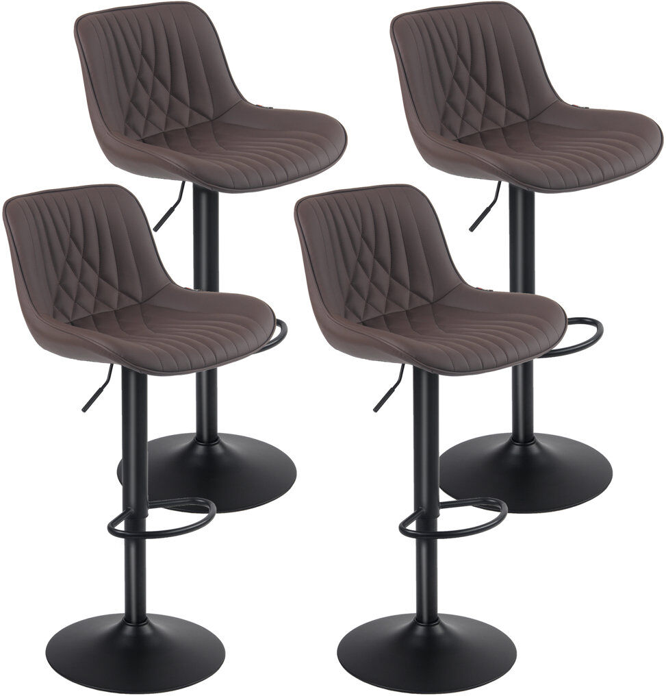 Blue Elephant Swivel Bar Stools Modern Leather Upholstered Counter Stools for Kitchen Island, Adjustable Height Stools with Footrest for Home Bar Brown 49cm W X 45cm D