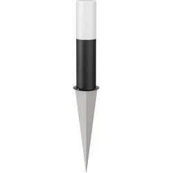 ledscom.de Wegelicht / Pollerleuchte GROPO mit Erdspieß für außen mit Premium Echtglashaube – UV-beständig, kein Vergilben, IP44, 41 cm, schwarz, 1x E27 max. 40W