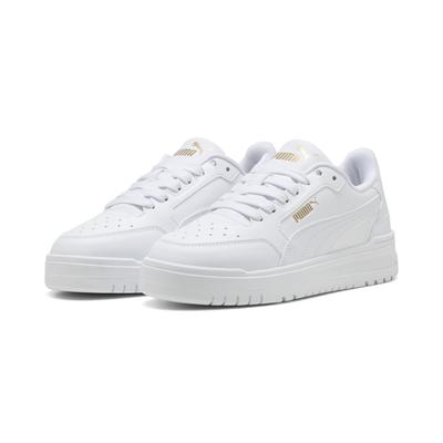 Sneaker PUMA "Shuffle Downtown Low Sneakers Jugendliche", Jungen, Gr. 35,5, weiß (weiß gold), Obermaterial: Synthetik, Textil. Futter: Textil. Innensohle: Textil. Laufsohle: Gummi, Schuhe Sneaker