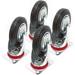 Wiltec, Möbelrollen, Lenkrollen Set 4x Vollgummirad 160mm Transportrolle 130kg Metallfelge Möbelrollen