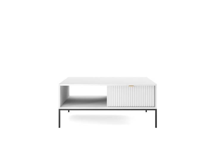 Couchtisch – NOVA – Weiß mit funktionaler Rillenfront