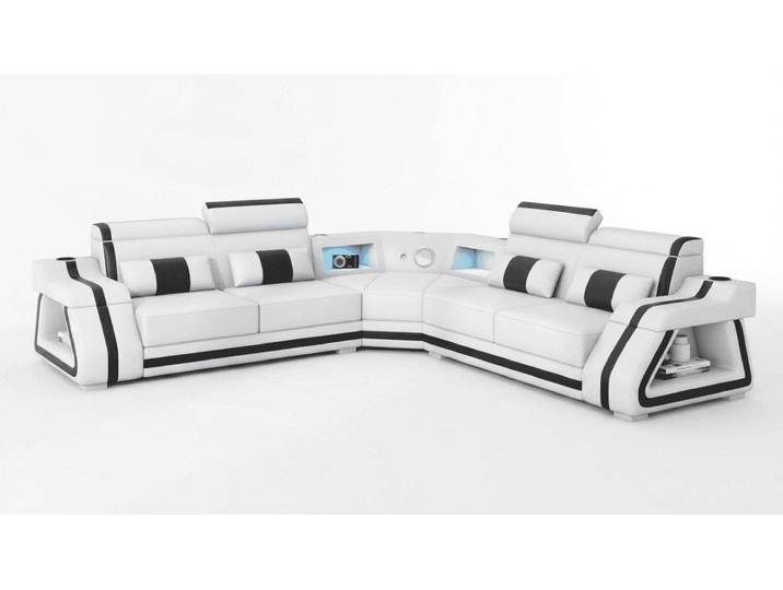 Xlmoebel Ecksofa Modern Ecksofa L-Form Weiß LED Sofa Couch Elegant Design Exklusiv *, 1 Teile, Schlaffunktion