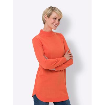 Longpullover CLASSIC BASICS "Longpullover", Damen, Gr. 38, orange, 100% Polyacryl, unifarben, Pullover Longpullover