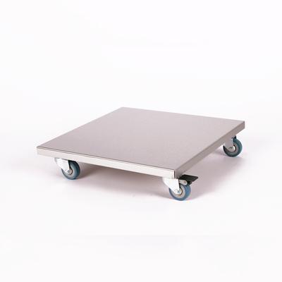 Möbelroller / Pflanzenroller (Profi) 40x40 cm, Edelstahl, 150kg, PU-Rolle + Bremse, Marke: Szagato, Made in Germany