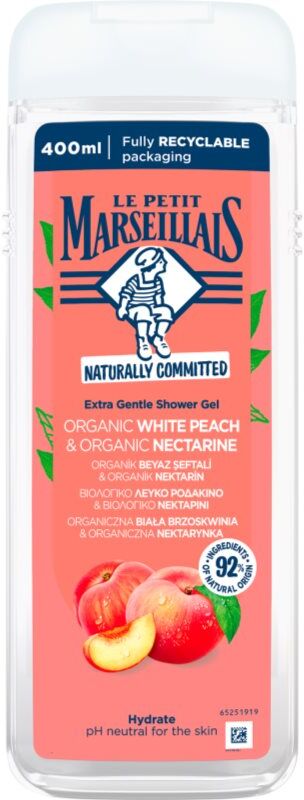 Le Petit Marseillais White Peach Bio & Nectarine Bio sanftes Duschgel 400 ml