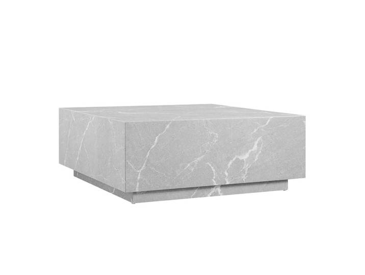 Livetastic Couchtisch, Grau, Marmoroptik, quadratisch, Sockel, 90x35x90 cm, Wohnzimmer, Wohnzimmertische, Couchtische, Couchtische Marmoroptik