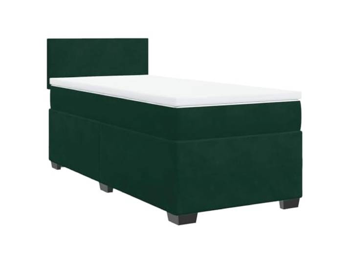 PUGYNBK Boxspringbett aus Samt, Dunkelgrün, 80 x 200 cm Taschenfedern, atmungsaktiver Matratzenschoner, Stützkopfteil, robuste Beine
