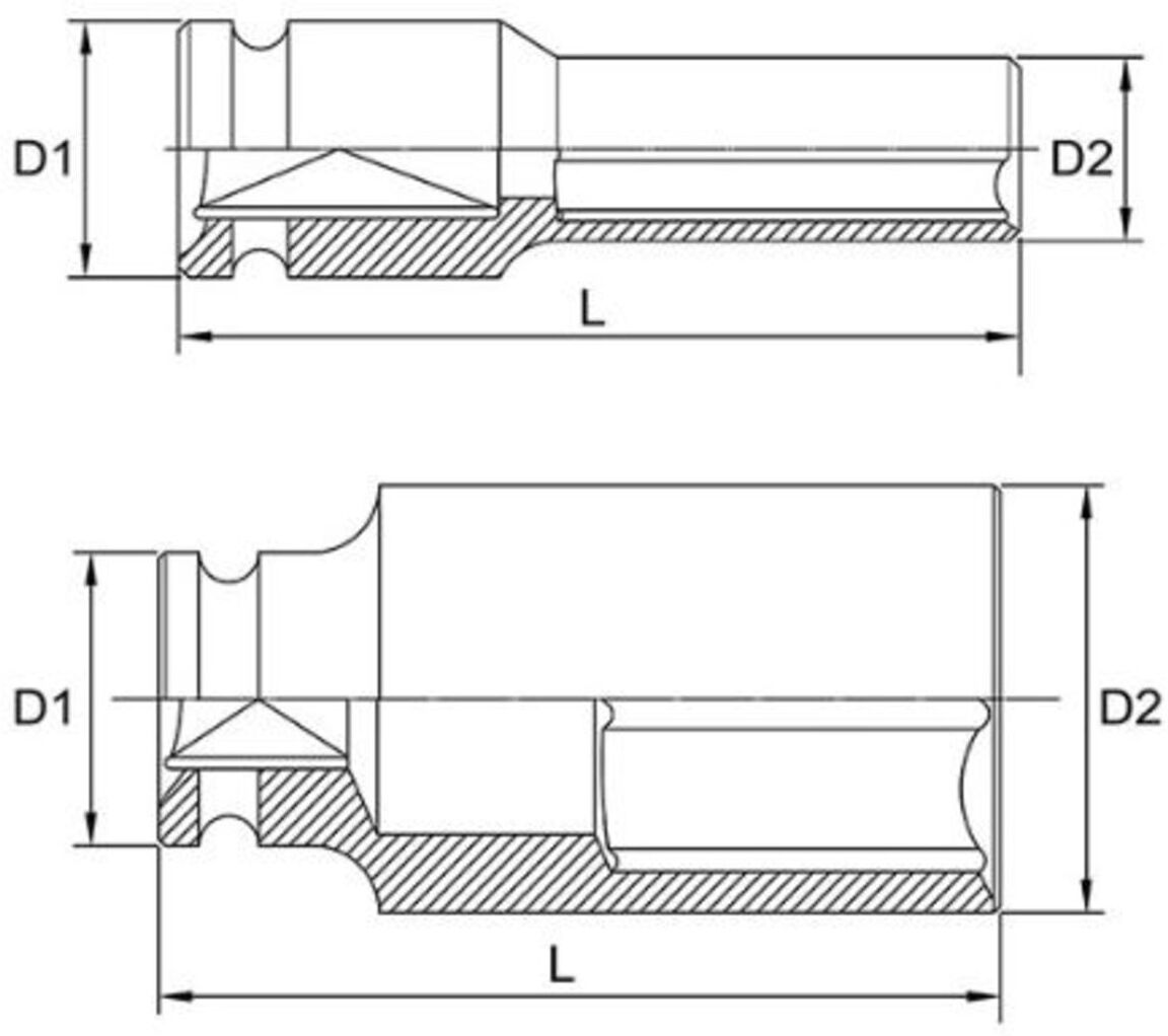Schlag-Stecknuss TOPTUL 1 zoll 65 mm 6-kant lang
